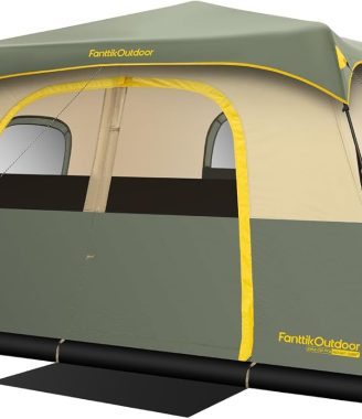FanttikOutdoor Camping Tent 4/6/8/10 Person Instant Cabin Tent Setup in 60 Seconds with Rainfly & Windproof Portable with Carry Bag for Family Camping & Hiking, Upgraded Ventilation
